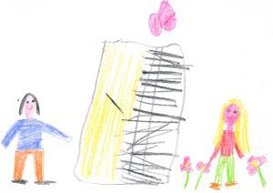 “A colloquio con papà” - casa Circondariale di Canton Mombello (Brescia) - 2014 | disegno di Anna (terzo anno di scuola materna)